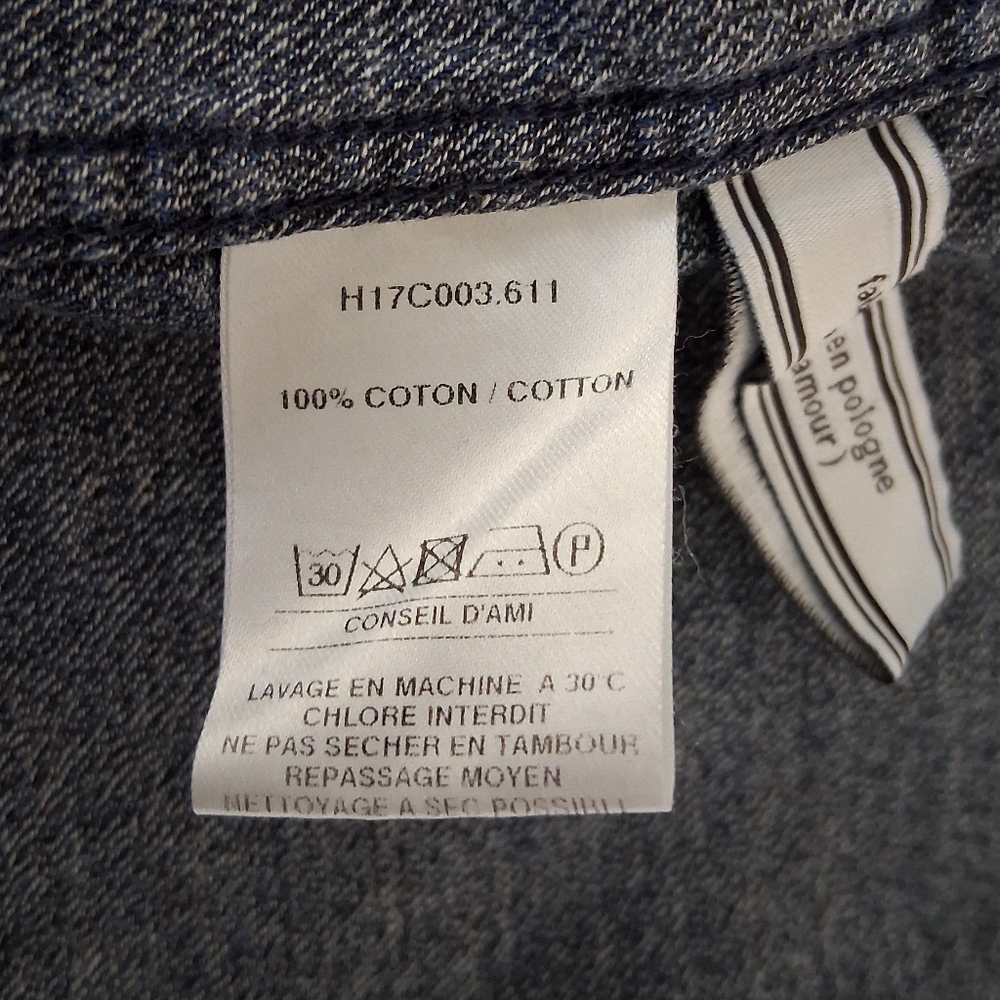Ami Alexandre Mattiussi/ Blue Denim Button Up Shirt/ 100% Cotton/ Size US M - Picture 10 of 16
